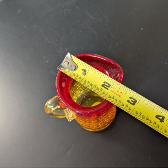 Amberina Crackle Glass Mini Pitcher 4" Tall Rainbow Art Glass - Picture 7 of 12